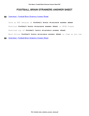 Football Brain Strainers - Fill Online, Printable, Fillable, Blank