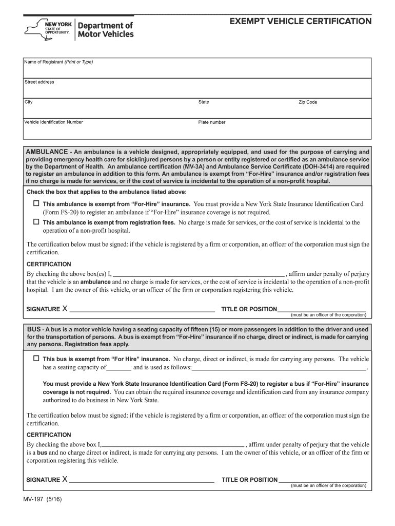 Fillable Online Exempt Vehicle Certification. Vehicle Certification