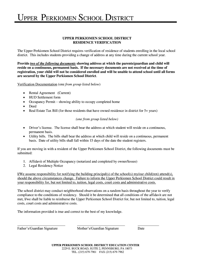 Fillable Online upsd UPPER PERKIOMEN SCHOOL DISTRICT upsd Fax Email