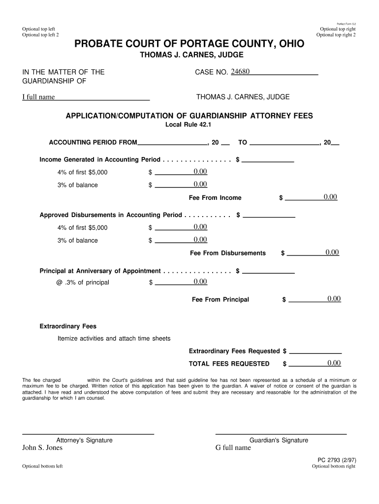 Fillable Online PROBATE COURT OF PORTAGE COUNTY, OHIO Fax Email Print