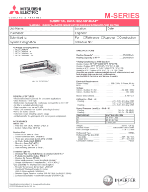 Fillable Online SUBMITTAL DATA: SEZ-KD18NA4** Job Name: M-SERIES 18,000