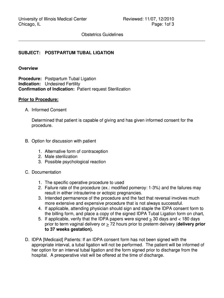 Bilateral Tubal Ligation Fill Online, Printable, Fillable, Blank