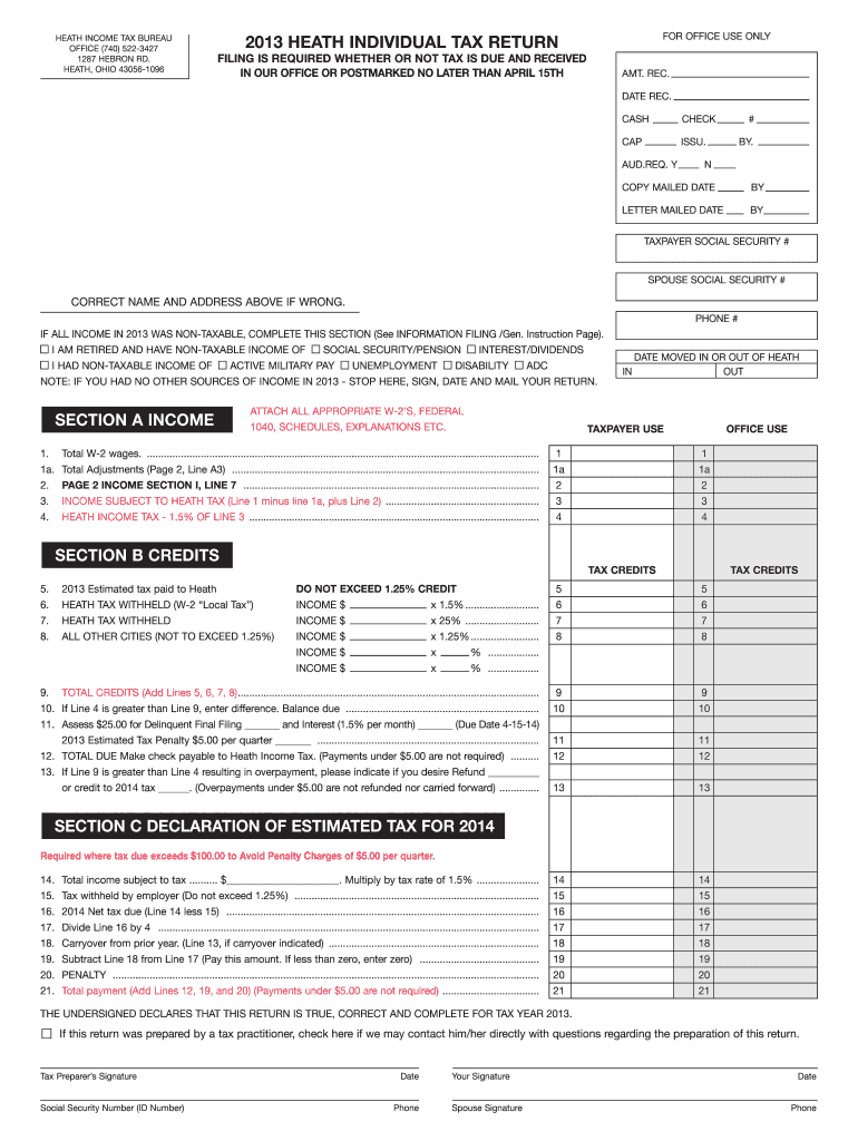 Heath Individual Return 13 City of Heath Fill out & sign online DocHub