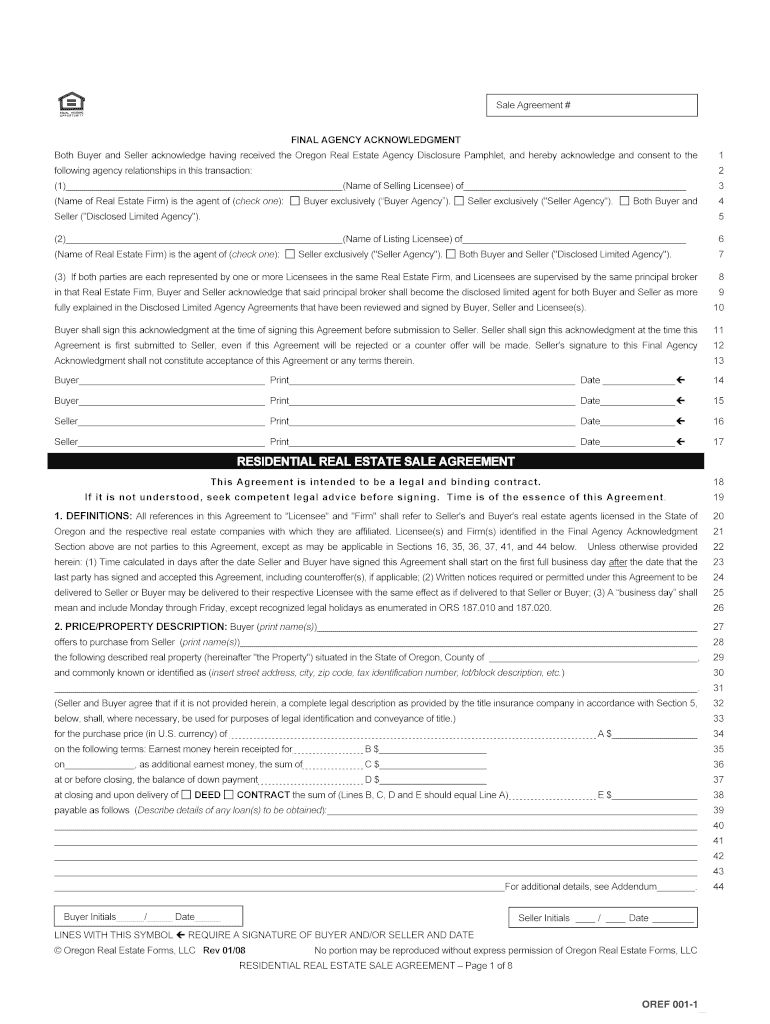 Fillable Online Residential real estate sale agreement Discount