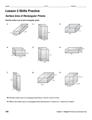 Lesson 3 Skills Practice Surface Area Of Rectangular Prisms Answer Key