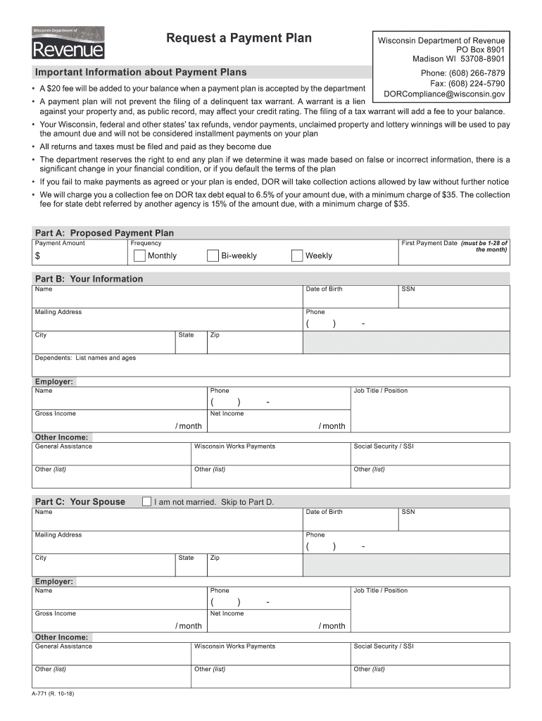 WI A771 2018 Fill out Tax Template Online US Legal Forms