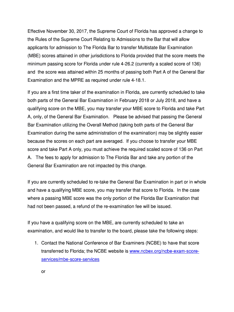 Fillable Online admission to The Florida Bar Florida Supreme Court