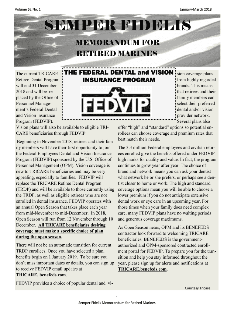 Fillable Online The current TRICARE THE FEDERAL DENTAL and VISION sion
