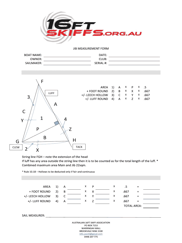 Fillable Online JIB MEASUREMENT FORM Fax Email Print pdfFiller