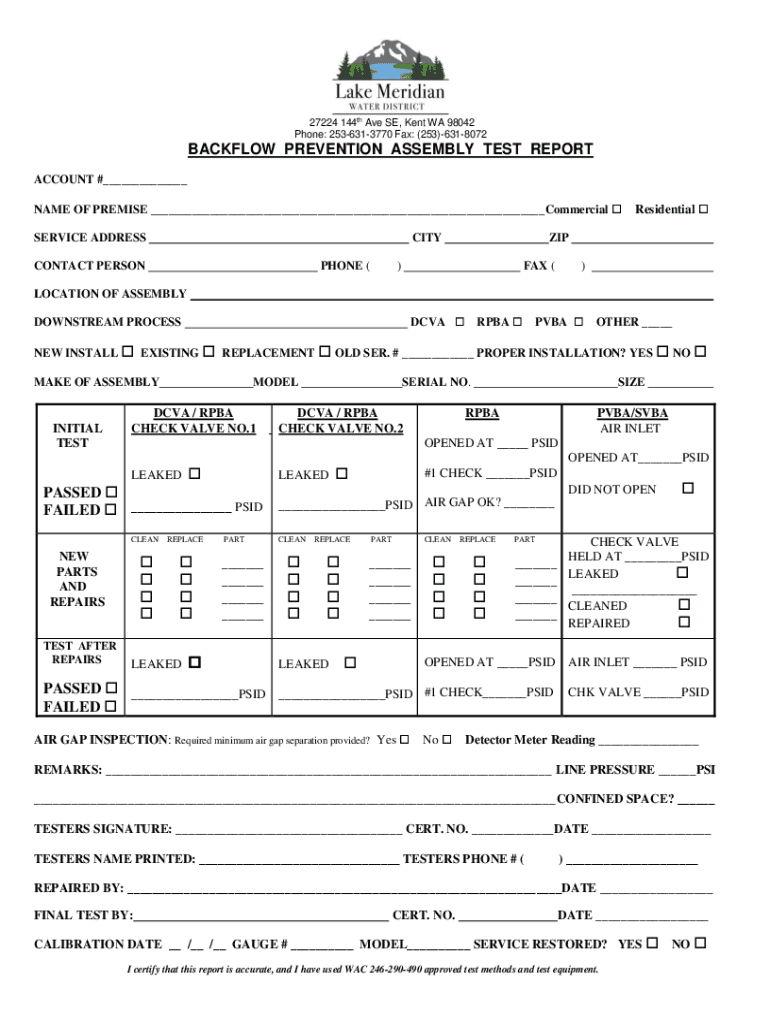 Fillable Online Forms Lake Meridian Water District Fax Email Print pdfFiller