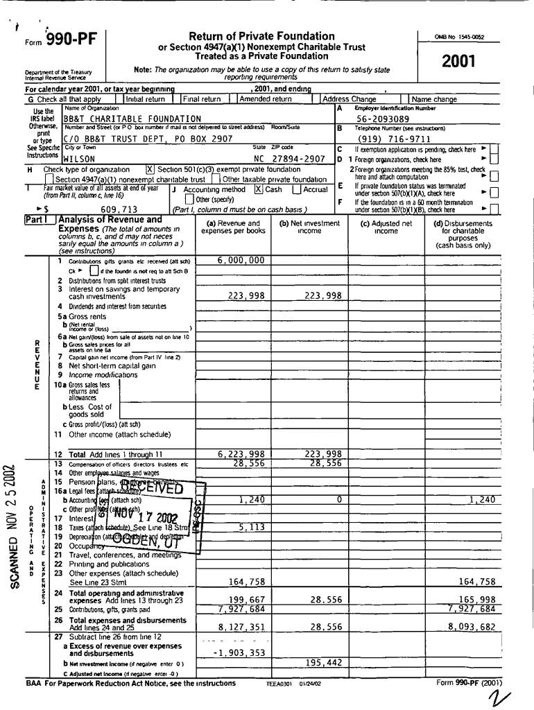 Fillable Online 1 i ' 990PF Foundation Center Fax Email Print