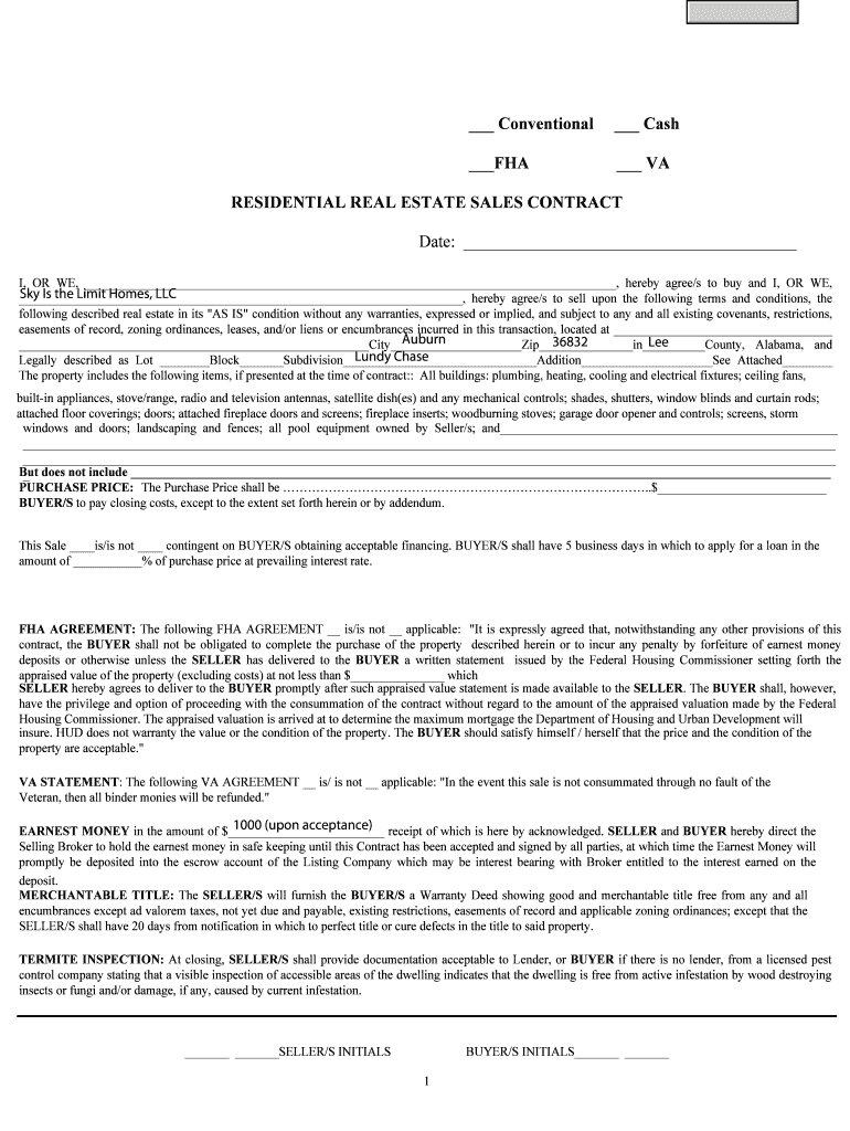 Fillable Online VA RESIDENTIAL REAL ESTATE SALES Lundy Chase Fax Email Print pdfFiller