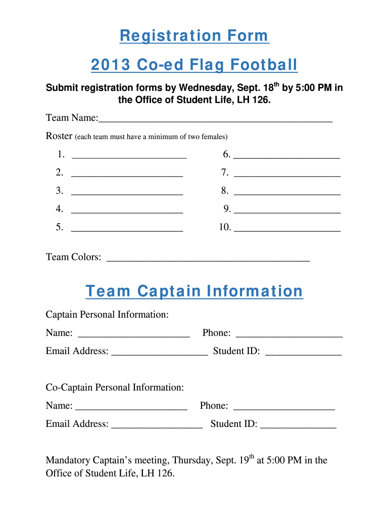 Team Registration Form Pdf Fill Online, Printable, Fillable, Blank