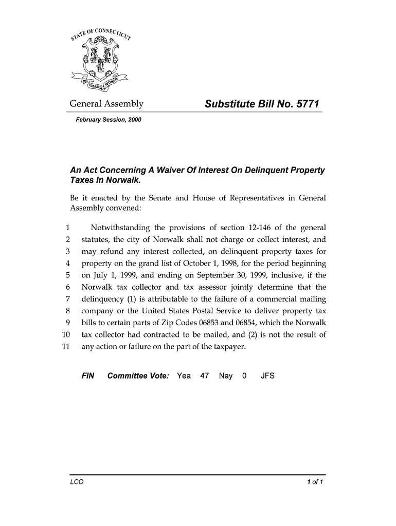 Fillable Online cga ct 5771 General Assembly February Session, 2000 An