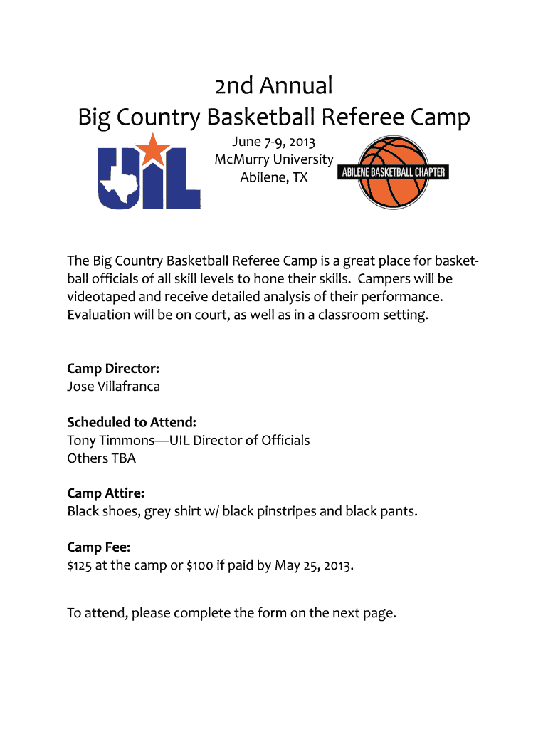 Fillable Online Basketball Camp Form.pub Fax Email Print pdfFiller