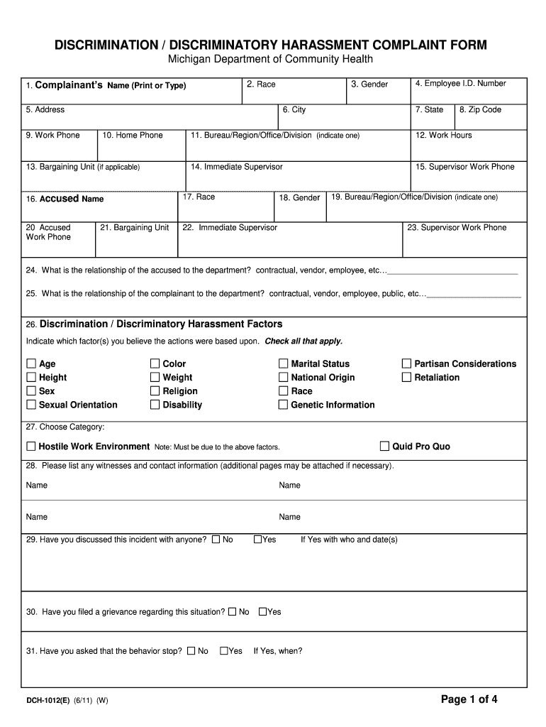 Michigan Discrimination Discriminatory Fill Online, Printable