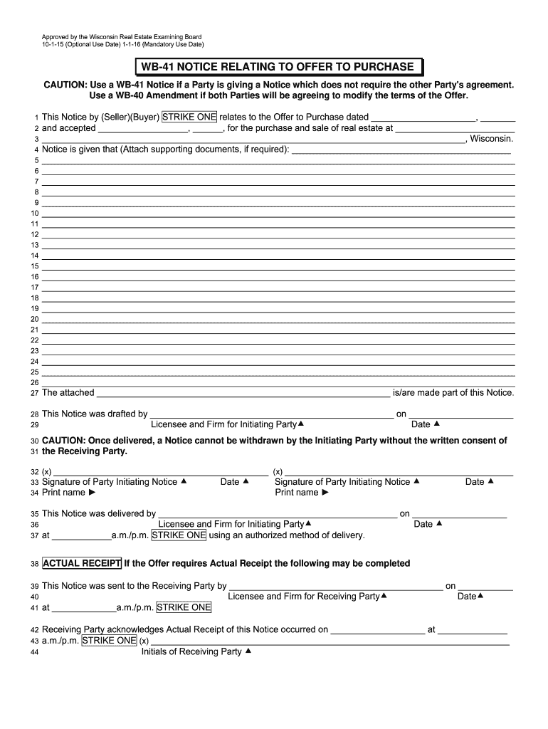 20162021 Form WI WB41 Notice Relating to Offer to Purchase Fill