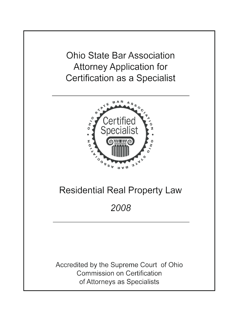 Fillable Online downloads ohiobar Residential Cert app.indd Ohio