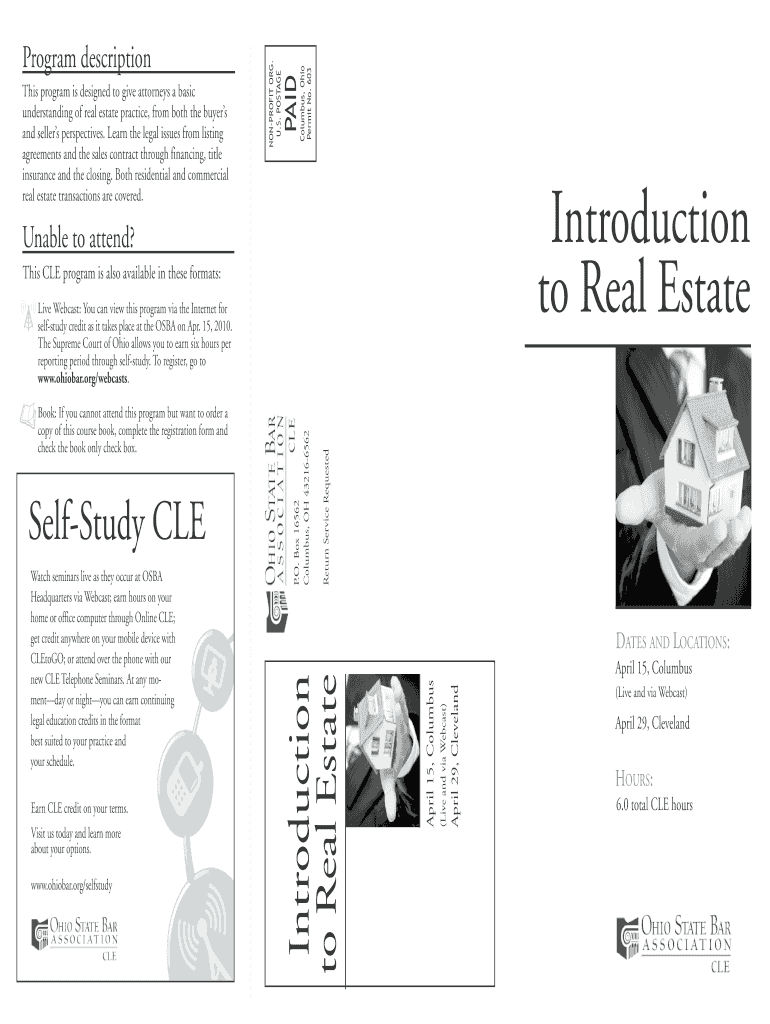Fillable Online downloads ohiobar Introduction to Real Estate Ohio
