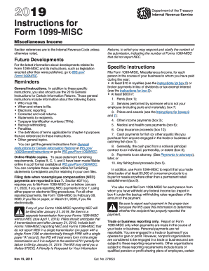 2019 Form IRS Instruction 1099-MISC Fill Online, Printable, Fillable