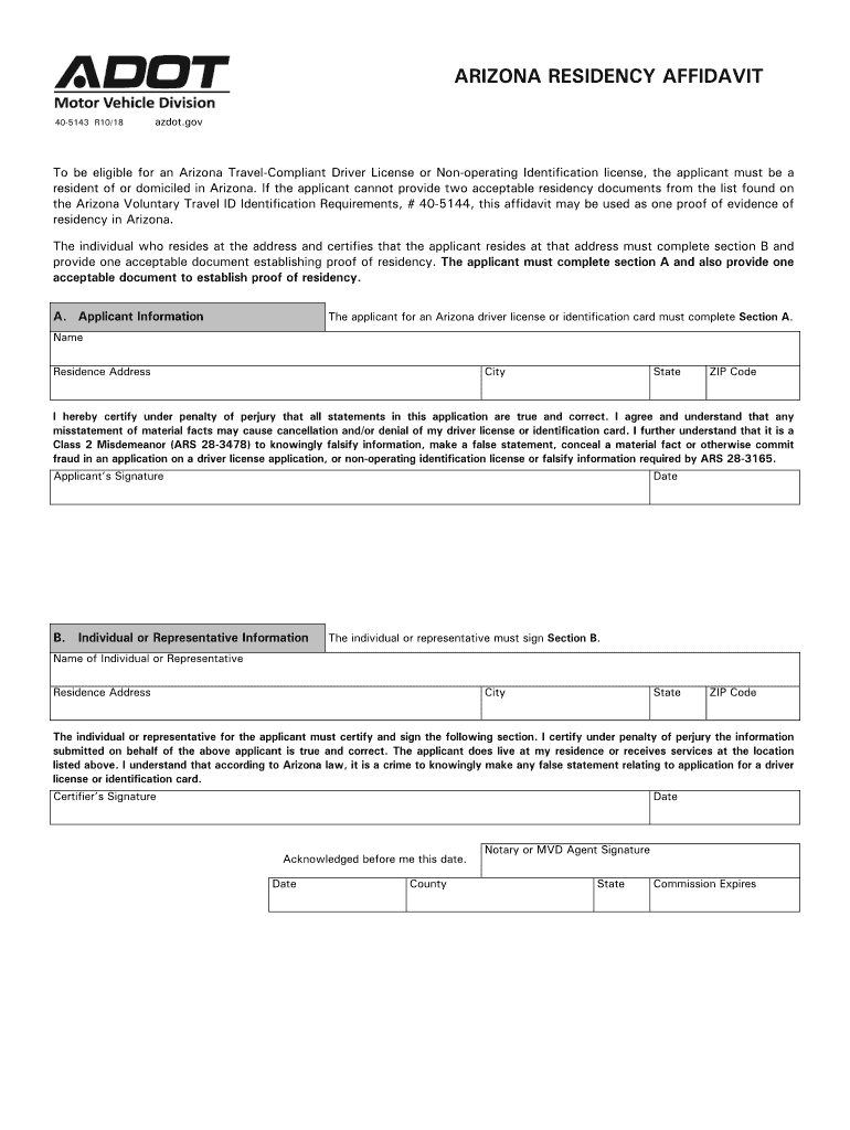 Az residency affidavit Fill out & sign online DocHub