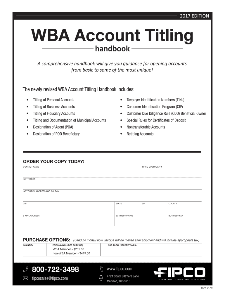 Fillable Online WBA Account Titling fipco Fax Email Print pdfFiller