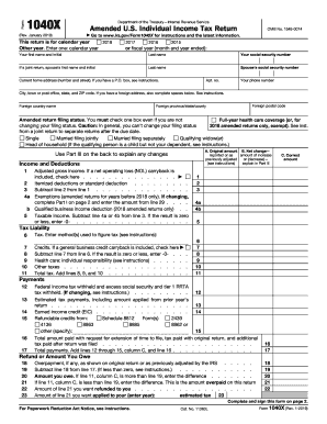 IRS 1040-X 2019 - Fill and Sign Printable Template Online