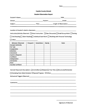Fillable Online Peer to Peer Classroom Observation Form Observer