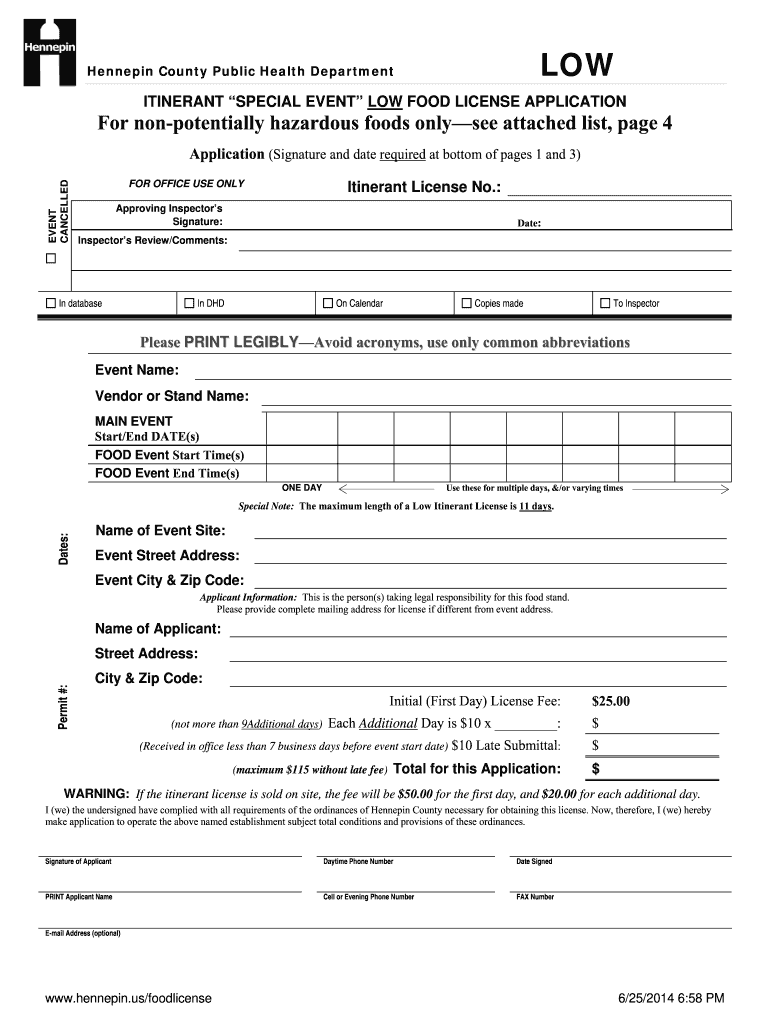 2014 Itinerant Form Hennepin Download Fill Online, Printable