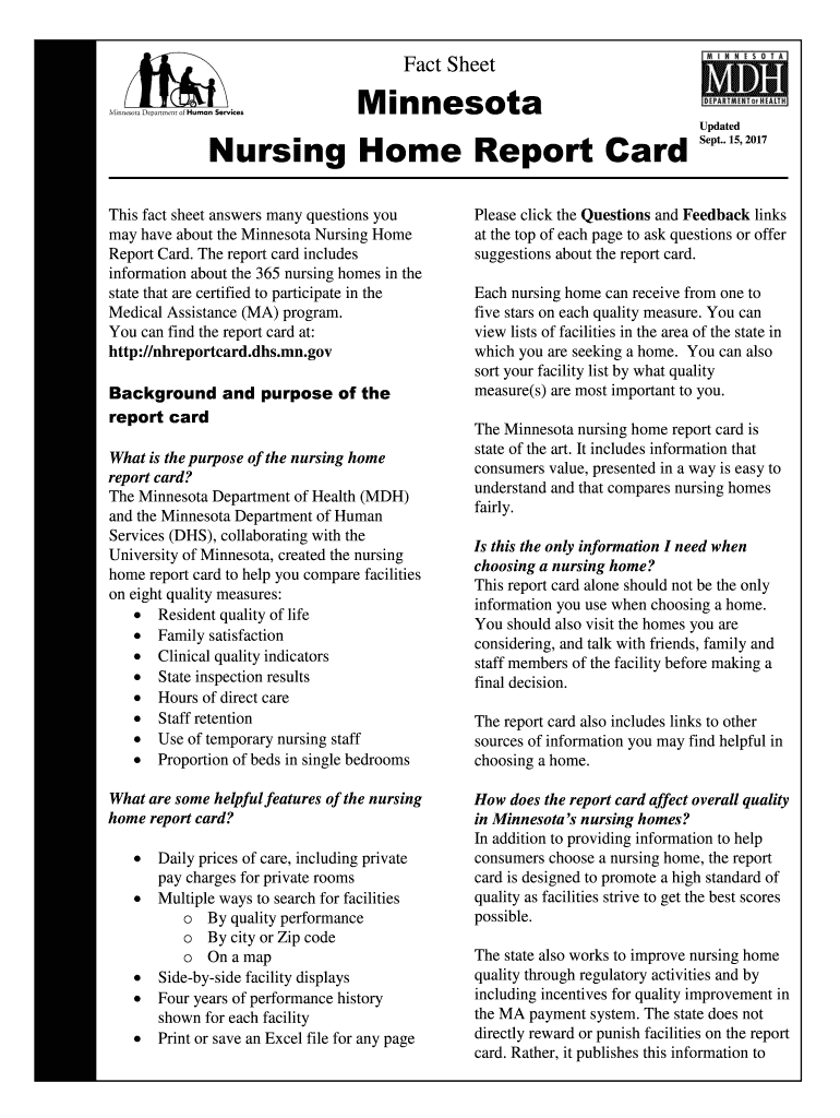 Fillable Online Nursing Home Report Card Fax Email Print pdfFiller