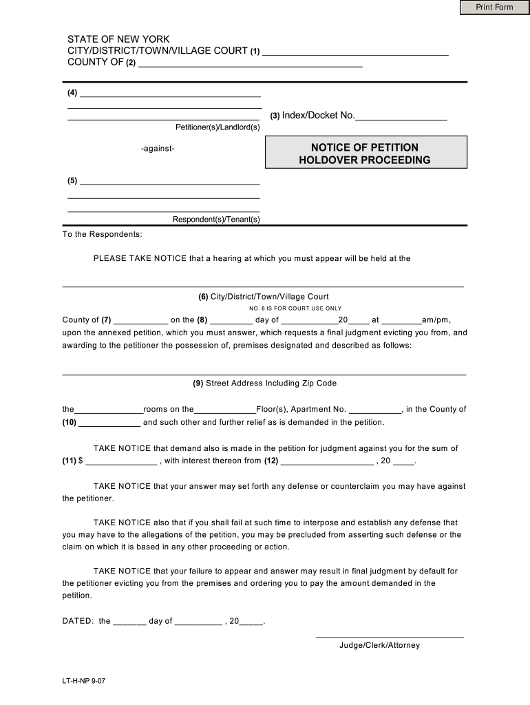 Notice Petition Holdover Fill Online, Printable, Fillable, Blank