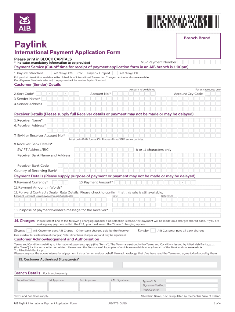 20192021 Form IE Alied Irish Banks AIB/I/FT8 Fill Online, Printable