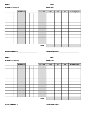 Archery Score Sheet Excel - Fill Online, Printable, Fillable, Blank