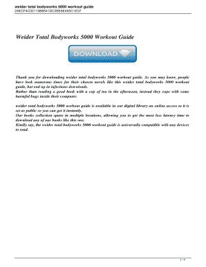 Fillable Online Weider Total Bodyworks 5000 Workout Guide. Weider Total