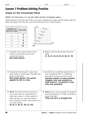 Lesson 7 Homework Practice Distance On The Coordinate Plane - Fill