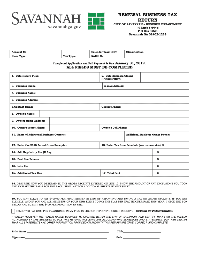 Business License Savannah Ga Fill Online, Printable, Fillable, Blank