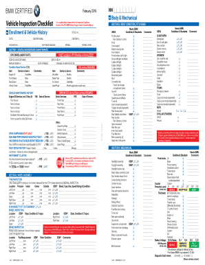 2019-2026 Form BMW Vehicle Inspection Checklist - Blank Fillable