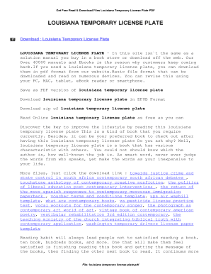 Fillable Online Louisiana Temporary License Plate. Louisiana Temporary