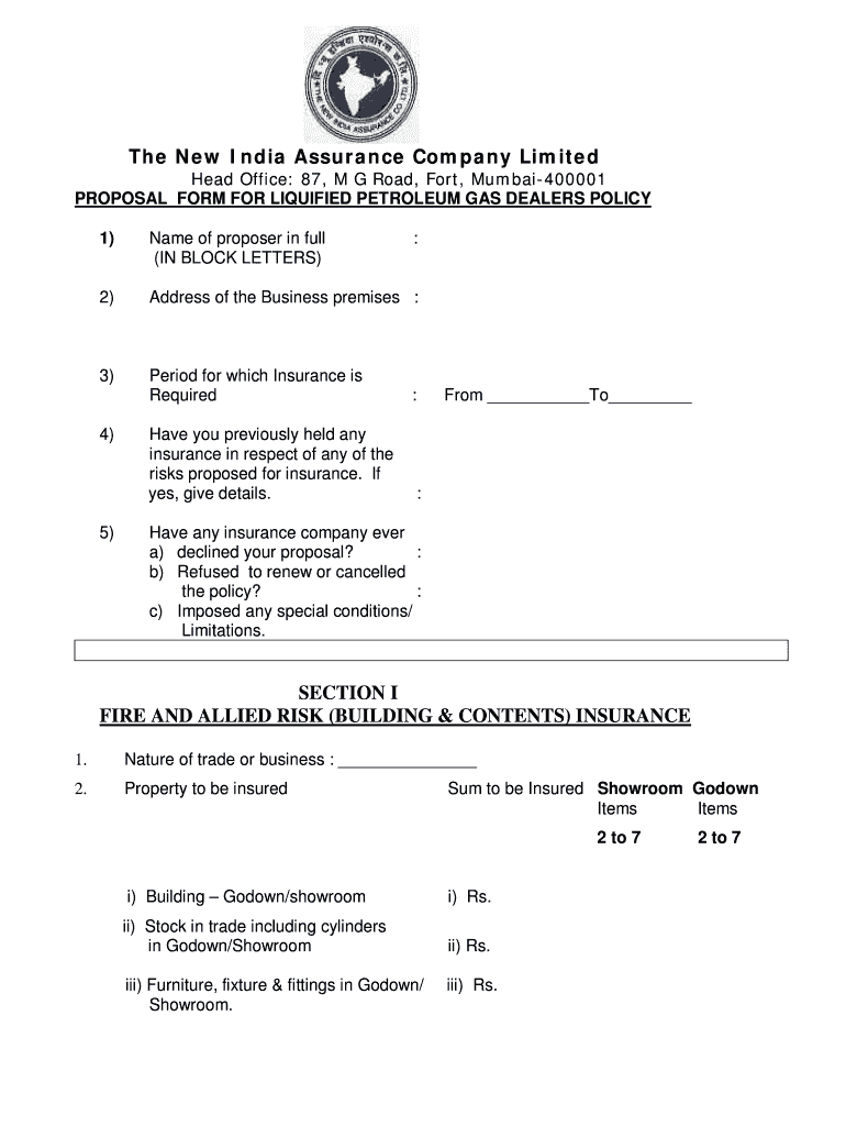 MULTI PERIL POLICY FOR LPG DEALERS PROPOSAL FORM.doc 20202022 Fill