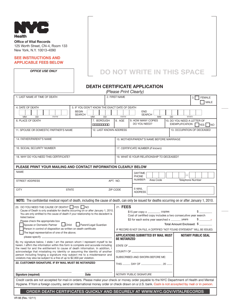 Death Records Nyc Fill Online, Printable, Fillable, Blank pdfFiller