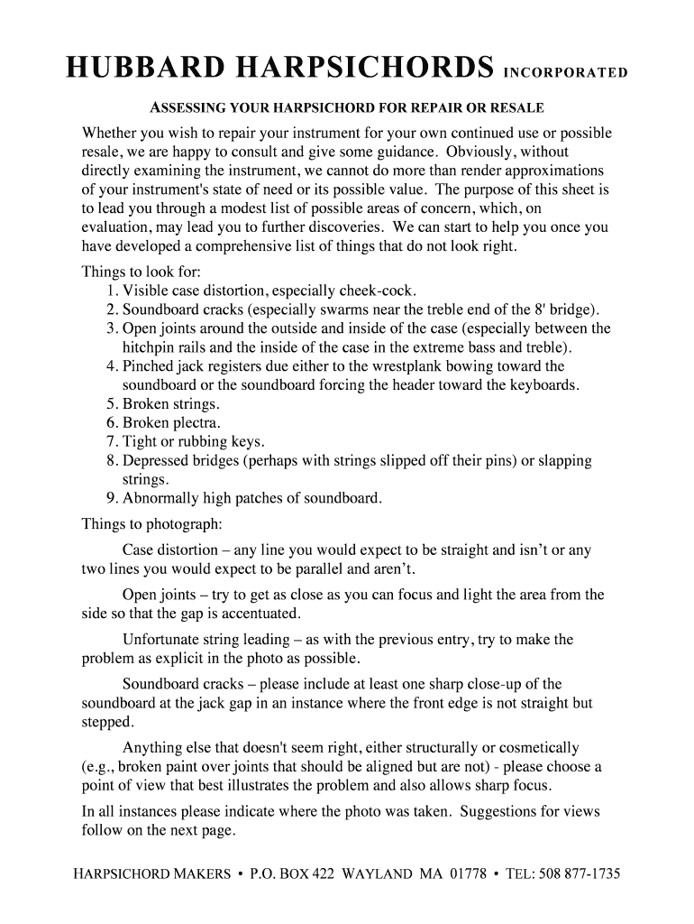 Fillable Online id3419 securedata Assessing your harpsichord for repair