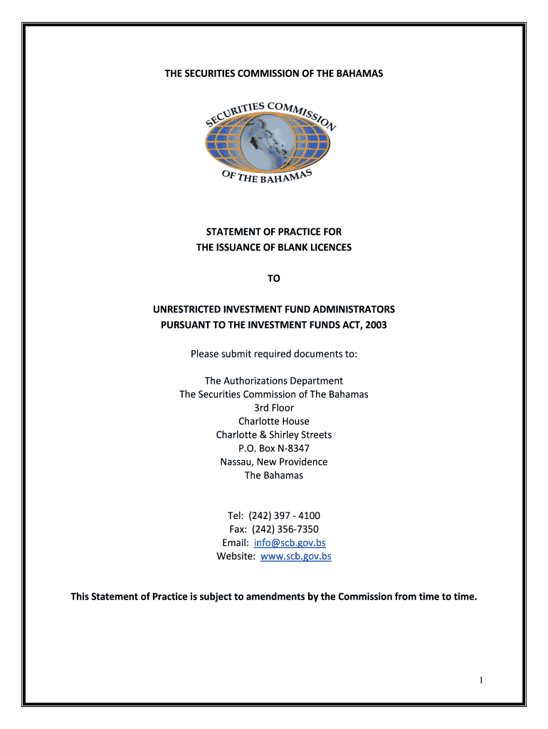 Fillable Online THE SECURITIES COMMISSION OF THE BAHAMAS STATEMENT OF
