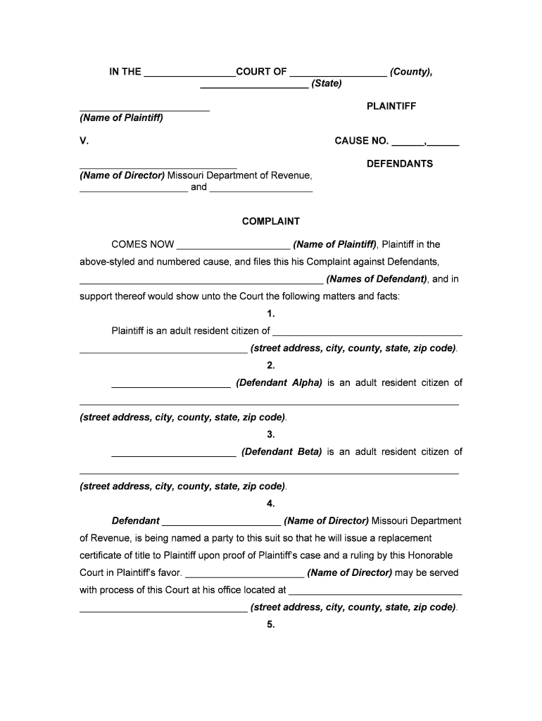 Missouri Declaratory Judgment Form Fill Online, Printable, Fillable