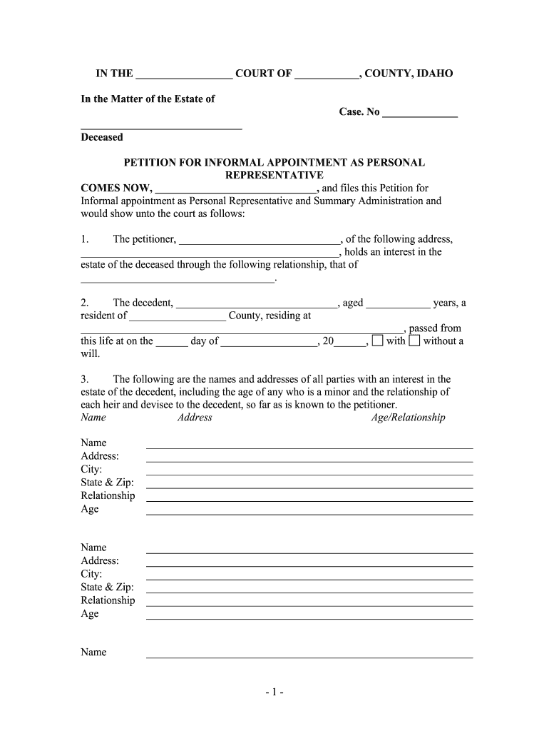 Summary Administration Form Fill Online, Printable, Fillable, Blank