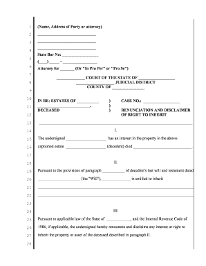 Disclaimer Of Inheritance Form - Fill Online, Printable, Fillable