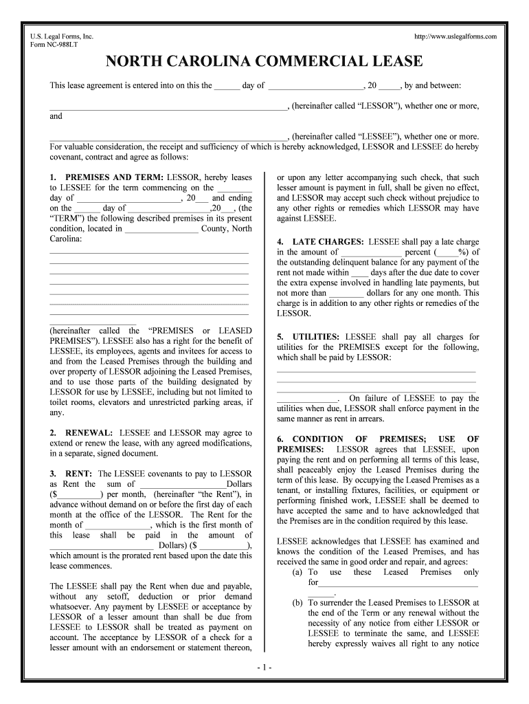 Commercial lease agreement nc Fill out & sign online DocHub