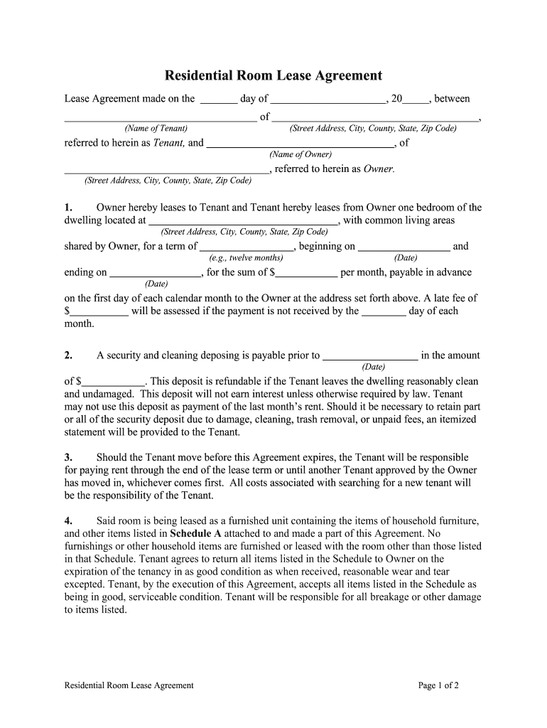 Simple month to month room rental agreement florida Fill out & sign