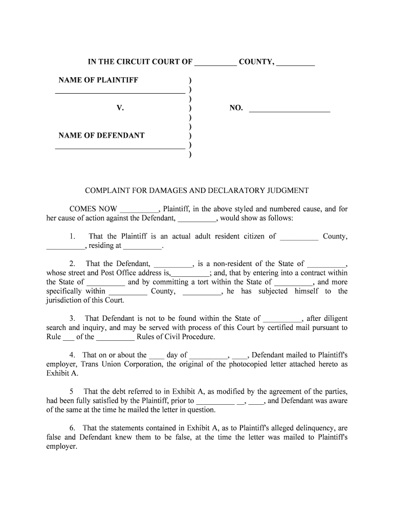 Declaratory Judgment Form Fill Online, Printable, Fillable, Blank