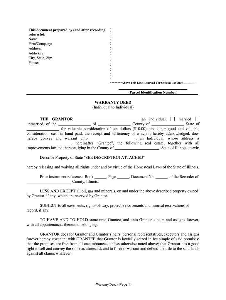 Il Warranty Deed Fill Online, Printable, Fillable, Blank pdfFiller
