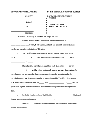 North Carolina Divorce Printable - Fill Online, Printable, Fillable